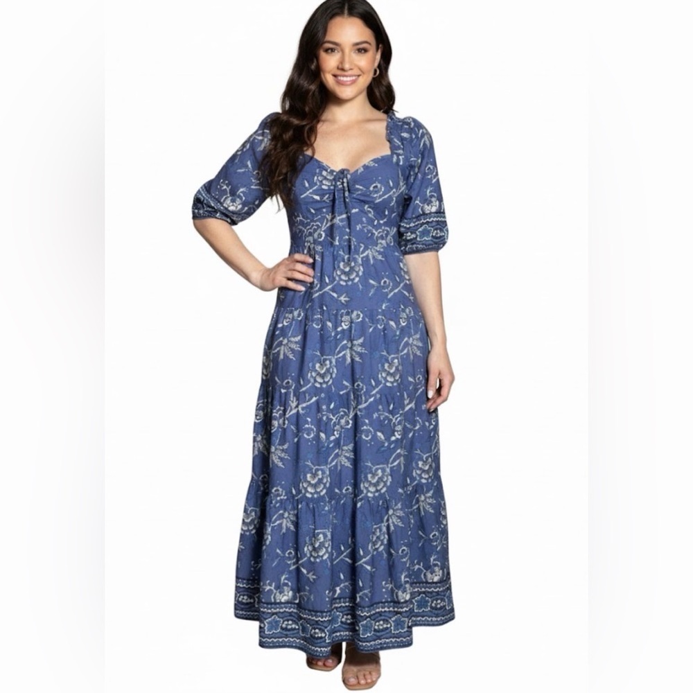 Caroline Constas Blue Maxi Dress with Pockets Size Large( size tag cut-off)